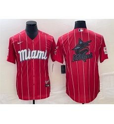 Men Miami Marlins Red Team Big Logo Cool Base Stitched Baseball Jersey Men Miami Marlins Red Team Big Logo Cool Base Stitched Baseball Jersey