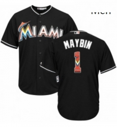Mens Majestic Miami Marlins 1 Cameron Maybin Authentic Black Team Logo Fashion Cool Base MLB Jersey Mens Majestic Miami Marlins 1 Cameron Maybin Authentic Black Team Logo Fashion Cool Base MLB Jersey