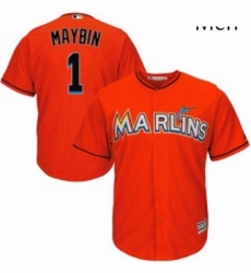 Mens Majestic Miami Marlins 1 Cameron Maybin Replica Orange Alternate 1 Cool Base MLB Jersey Mens Majestic Miami Marlins 1 Cameron Maybin Replica Orange Alternate 1 Cool Base MLB Jersey