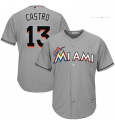 Mens Majestic Miami Marlins 13 Starlin Castro Replica Grey Road Cool Base MLB Jersey Mens Majestic Miami Marlins 13 Starlin Castro Replica Grey Road Cool Base MLB Jersey