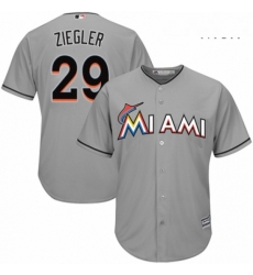 Mens Majestic Miami Marlins 29 Brad Ziegler Replica Grey Road Cool Base MLB Jersey Mens Majestic Miami Marlins 29 Brad Ziegler Replica Grey Road Cool Base MLB Jersey