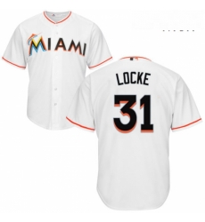 Mens Majestic Miami Marlins 31 Jeff Locke Replica White Home Cool Base MLB Jersey Mens Majestic Miami Marlins 31 Jeff Locke Replica White Home Cool Base MLB Jersey