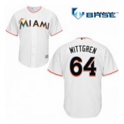 Mens Majestic Miami Marlins 64 Nick Wittgren Replica White Home Cool Base MLB Jersey 
