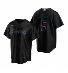 Mens Nike Miami Marlins 5 Jon Berti Black Alternate Stitched Baseball Jersey Mens Nike Miami Marlins 5 Jon Berti Black Alternate Stitched Baseball Jersey