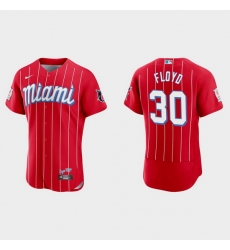 Miami Marlins 30 Cliff Floyd Men Nike 2021 City Connect Authentic MLB Jersey Red Miami Marlins 30 Cliff Floyd Men Nike 2021 City Connect Authentic MLB Jersey Red