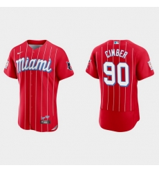 Miami Marlins 90 Adam Cimber Men Nike 2021 City Connect Authentic MLB Jersey Red Miami Marlins 90 Adam Cimber Men Nike 2021 City Connect Authentic MLB Jersey Red