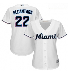 Marlins #22 Sandy Alcantara White Home Women Stitched Baseball Jersey Marlins #22 Sandy Alcantara White Home Women Stitched Baseball Jersey