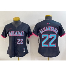 Women Miami Marlins 22 Sandy Alcantara Black 2025 City Connect Limited Stitched Baseball Jersey Women Miami Marlins 22 Sandy Alcantara Black 2025 City Connect Limited Stitched Baseball Jersey