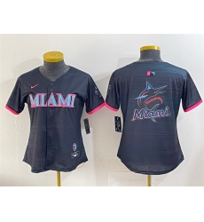 Women Miami Marlins Team Big Logo Black 2025 City Connect Limited Stitched Baseball Jersey Women Miami Marlins Team Big Logo Black 2025 City Connect Limited Stitched Baseball Jersey