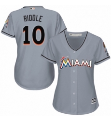 Womens Majestic Miami Marlins 10 JT Riddle Replica Grey Road Cool Base MLB Jersey Womens Majestic Miami Marlins 10 JT Riddle Replica Grey Road Cool Base MLB Jersey