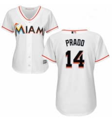 Womens Majestic Miami Marlins 14 Martin Prado Replica White Home Cool Base MLB Jersey Womens Majestic Miami Marlins 14 Martin Prado Replica White Home Cool Base MLB Jersey