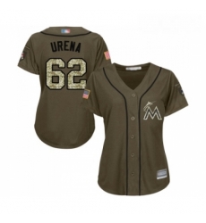 Womens Miami Marlins 62 Jose Urena Authentic Green Salute to Service Baseball Jersey Womens Miami Marlins 62 Jose Urena Authentic Green Salute to Service Baseball Jersey