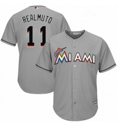 Youth Majestic Miami Marlins 11 J T Realmuto Replica Grey Road Cool Base MLB Jersey Youth Majestic Miami Marlins 11 J T Realmuto Replica Grey Road Cool Base MLB Jersey