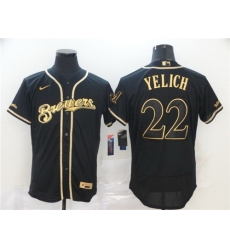 Brewers 22 Christian Yelich Black Gold Nike 2020 Flexbase Jersey Brewers 22 Christian Yelich Black Gold Nike 2020 Flexbase Jersey