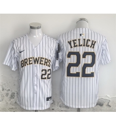 Men Milwaukee Brewers 22 Christian Yelich White Alternate Limited Stitched Jersey