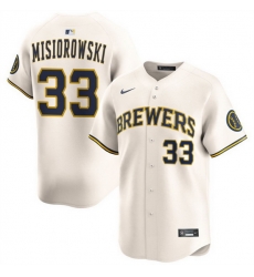 Men Milwaukee Brewers 33 Jacob Misiorowski Cream 2025 Limited Stitched Baseball Jersey Men Milwaukee Brewers 33 Jacob Misiorowski Cream 2025 Limited Stitched Baseball Jersey
