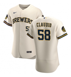 Men Milwaukee Brewers 58 Alex Claudio Men Nike Cream Home 2020 Flex Base Player MLB Jersey Men Milwaukee Brewers 58 Alex Claudio Men Nike Cream Home 2020 Flex Base Player MLB Jersey