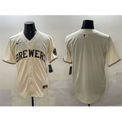Men Milwaukee Brewers Blank Cream Home Limited Stitched Jersey