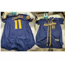 Men Milwaukee Brewers Jackson Chourio #11 dark blue Stitched MLB jersey Men Milwaukee Brewers Jackson Chourio #11 dark blue Stitched MLB jersey