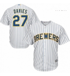 Mens Majestic Milwaukee Brewers 27 Zach Davies Replica White Home Cool Base MLB Jersey Mens Majestic Milwaukee Brewers 27 Zach Davies Replica White Home Cool Base MLB Jersey