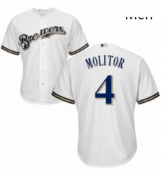 Mens Majestic Milwaukee Brewers 4 Paul Molitor Replica White Home Cool Base MLB Jersey Mens Majestic Milwaukee Brewers 4 Paul Molitor Replica White Home Cool Base MLB Jersey