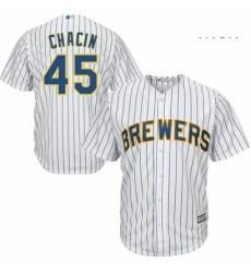 Mens Majestic Milwaukee Brewers 45 Jhoulys Chacin Replica White Alternate Cool Base MLB Jersey Mens Majestic Milwaukee Brewers 45 Jhoulys Chacin Replica White Alternate Cool Base MLB Jersey