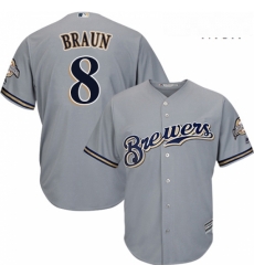 Mens Majestic Milwaukee Brewers 8 Ryan Braun Replica Grey Road Cool Base MLB Jersey Mens Majestic Milwaukee Brewers 8 Ryan Braun Replica Grey Road Cool Base MLB Jersey