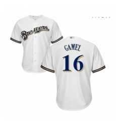 Mens Milwaukee Brewers 16 Ben Gamel Replica White Alternate Cool Base Baseball Jersey Mens Milwaukee Brewers 16 Ben Gamel Replica White Alternate Cool Base Baseball Jersey