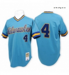 Mens Mitchell and Ness Milwaukee Brewers 4 Paul Molitor Authentic Blue Throwback MLB Jersey Mens Mitchell and Ness Milwaukee Brewers 4 Paul Molitor Authentic Blue Throwback MLB Jersey