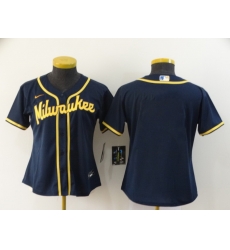 Women Milwaukee Brewers Blank Cool Base Stitched Baseball Jersey Women Milwaukee Brewers Blank Cool Base Stitched Baseball Jersey