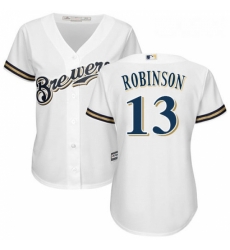 Womens Majestic Milwaukee Brewers 13 Glenn Robinson Replica White Home Cool Base MLB Jersey Womens Majestic Milwaukee Brewers 13 Glenn Robinson Replica White Home Cool Base MLB Jersey