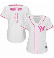 Womens Majestic Milwaukee Brewers 4 Paul Molitor Authentic White Fashion Cool Base MLB Jersey Womens Majestic Milwaukee Brewers 4 Paul Molitor Authentic White Fashion Cool Base MLB Jersey
