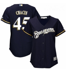 Womens Majestic Milwaukee Brewers 45 Jhoulys Chacin Authentic Navy Blue Alternate Cool Base MLB Jersey Womens Majestic Milwaukee Brewers 45 Jhoulys Chacin Authentic Navy Blue Alternate Cool Base MLB Jersey