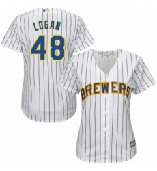 Womens Majestic Milwaukee Brewers 48 Boone Logan Replica White Home Cool Base MLB Jersey Womens Majestic Milwaukee Brewers 48 Boone Logan Replica White Home Cool Base MLB Jersey