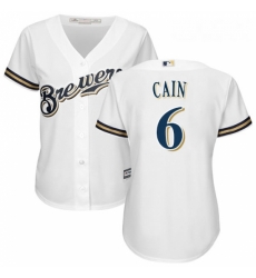 Womens Majestic Milwaukee Brewers 6 Lorenzo Cain Replica White Alternate Cool Base MLB Jersey Womens Majestic Milwaukee Brewers 6 Lorenzo Cain Replica White Alternate Cool Base MLB Jersey