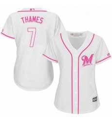 Womens Majestic Milwaukee Brewers 7 Eric Thames Replica White Fashion Cool Base MLB Jersey Womens Majestic Milwaukee Brewers 7 Eric Thames Replica White Fashion Cool Base MLB Jersey