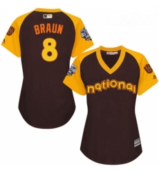 Womens Majestic Milwaukee Brewers 8 Ryan Braun Authentic Brown 2016 All Star National League BP Cool Base MLB Jersey Womens Majestic Milwaukee Brewers 8 Ryan Braun Authentic Brown 2016 All Star National League BP Cool Base MLB Jersey