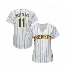 Womens Milwaukee Brewers 11 Mike Moustakas Replica White Home Cool Base Baseball Jersey Womens Milwaukee Brewers 11 Mike Moustakas Replica White Home Cool Base Baseball Jersey