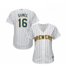 Womens Milwaukee Brewers 16 Ben Gamel Replica White Home Cool Base Baseball Jersey Womens Milwaukee Brewers 16 Ben Gamel Replica White Home Cool Base Baseball Jersey