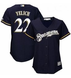 Womens Milwaukee Brewers 22 Christian Yelich Navy Blue Alternate Stitched MLB Jersey Womens Milwaukee Brewers 22 Christian Yelich Navy Blue Alternate Stitched MLB Jersey