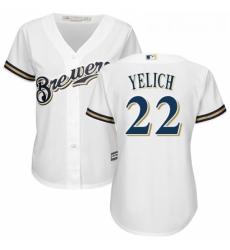 Womens Milwaukee Brewers 22 Christian Yelich White Home Stitched MLB Jersey Womens Milwaukee Brewers 22 Christian Yelich White Home Stitched MLB Jersey