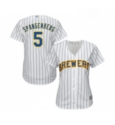 Womens Milwaukee Brewers 5 Cory Spangenberg Replica White Home Cool Base Baseball Jersey Womens Milwaukee Brewers 5 Cory Spangenberg Replica White Home Cool Base Baseball Jersey