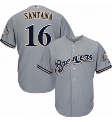 Youth Majestic Milwaukee Brewers 16 Domingo Santana Authentic Grey Road Cool Base MLB Jersey Youth Majestic Milwaukee Brewers 16 Domingo Santana Authentic Grey Road Cool Base MLB Jersey