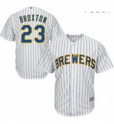 Youth Majestic Milwaukee Brewers 23 Keon Broxton Authentic White Home Cool Base MLB Jersey Youth Majestic Milwaukee Brewers 23 Keon Broxton Authentic White Home Cool Base MLB Jersey