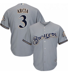 Youth Majestic Milwaukee Brewers 3 Orlando Arcia Replica Grey Road Cool Base MLB Jersey Youth Majestic Milwaukee Brewers 3 Orlando Arcia Replica Grey Road Cool Base MLB Jersey