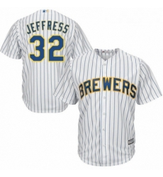 Youth Majestic Milwaukee Brewers 32 Jeremy Jeffress Replica White Home Cool Base MLB Jersey Youth Majestic Milwaukee Brewers 32 Jeremy Jeffress Replica White Home Cool Base MLB Jersey