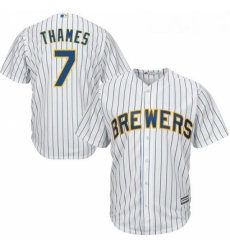 Youth Majestic Milwaukee Brewers 7 Eric Thames Authentic White Alternate Cool Base MLB Jersey Youth Majestic Milwaukee Brewers 7 Eric Thames Authentic White Alternate Cool Base MLB Jersey