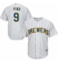 Youth Majestic Milwaukee Brewers 9 Manny Pina Replica White Home Cool Base MLB Jersey Youth Majestic Milwaukee Brewers 9 Manny Pina Replica White Home Cool Base MLB Jersey