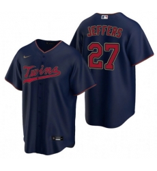 Men Minnesota Twins 27 Ryan Jeffers Navy Cool Base Stitched Jerse Men Minnesota Twins 27 Ryan Jeffers Navy Cool Base Stitched Jerse