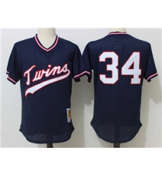 Men Minnesota Twins #34 Kirby Puckett 1985 Navy Cooperstown Mesh Batting Practice Jersey Men Minnesota Twins #34 Kirby Puckett 1985 Navy Cooperstown Mesh Batting Practice Jersey